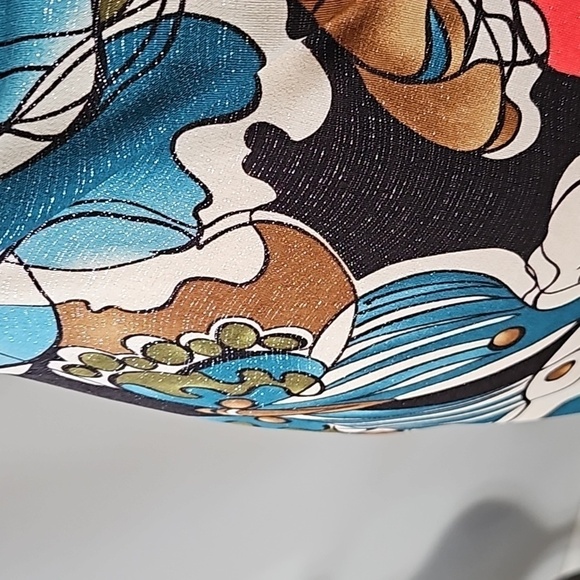 Studio Y Retro Coral, Turquoise, and Brown Halter Dress - Picture 4 of 12